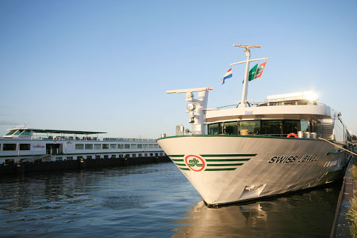 Tauck's 118-passenger Swiss Jewel river cruise ship in Amsterdam.