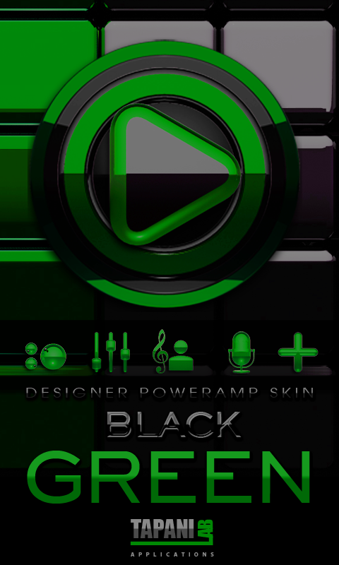 Poweramp skin Black Green Screen 1