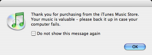 iTunes backup alert