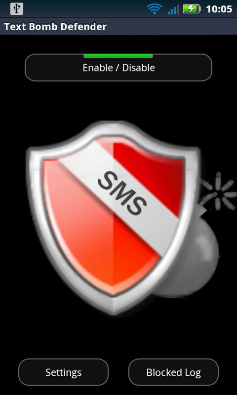 Android application Text Bomb Defender screenshort