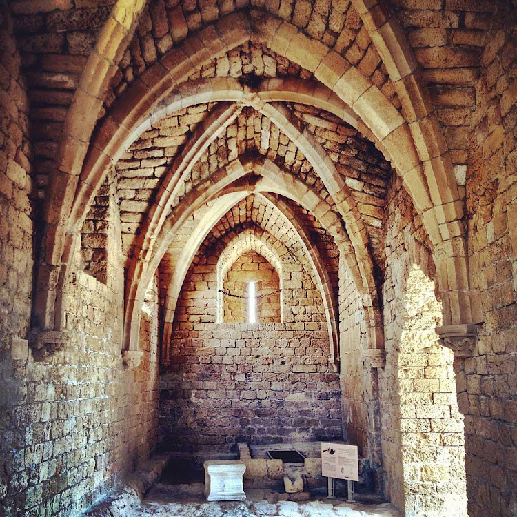 Crusade-era ruin in Caesarea National Park, Israel.