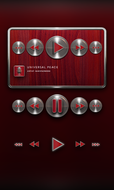 Poweramp Widget Red Wood Metal Screen 2