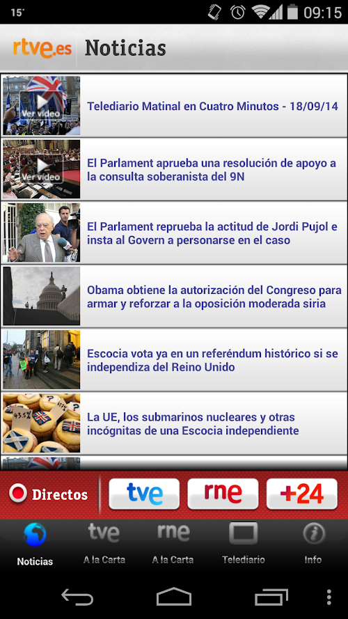 Android application RTVE.es | Móvil screenshort