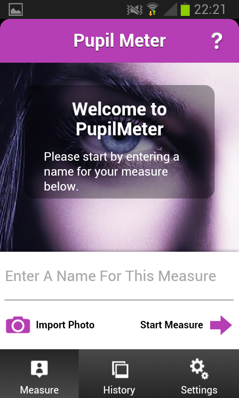 Android application Pupil Meter screenshort