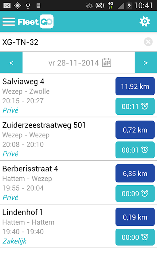 Android application FleetGO® Triplog screenshort