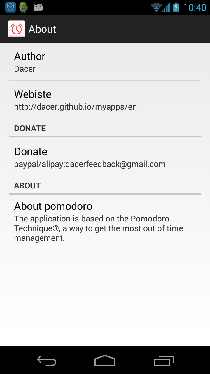 Simple Pomodoro Screen 1