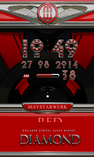 Digi Clock Widget Red Diamond