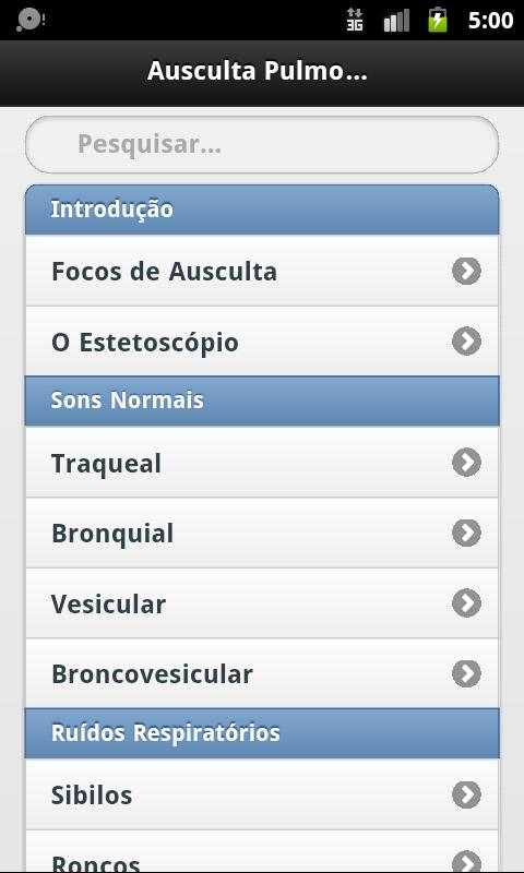 Android application Ausculta Pulmonar Lite screenshort