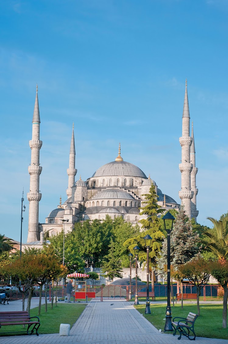 The Sultan Ahmed Mosque in Istanbul, Turkey, dates to 1616. It's popularly known as the Blue Mosque for the blue tiles decorating its inside walls. Visit it as part of a Mediterranean itinerary aboard Tere Moana.
