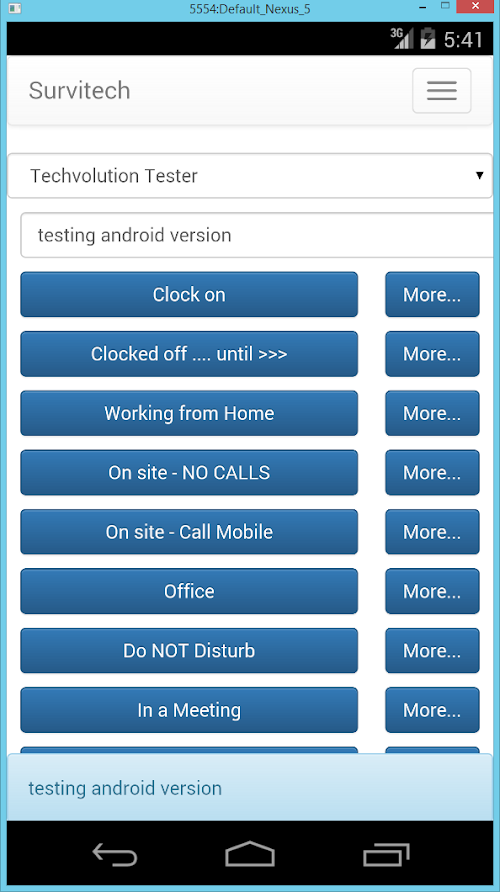 Android application SURVITECH Checkin screenshort