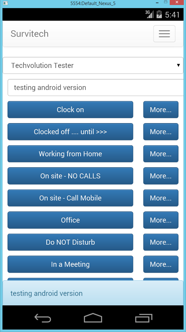 SURVITECH Checkin Screen 1