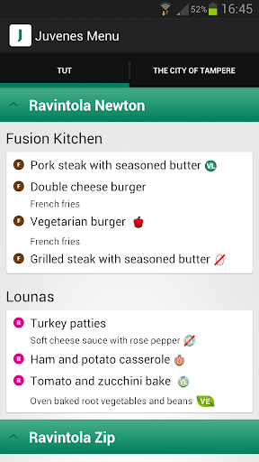 Juvenes Menu