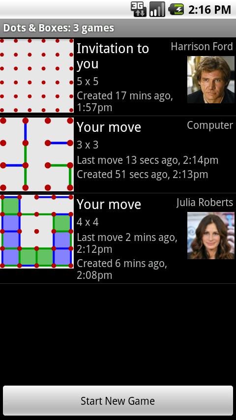 Android application Dots &amp; Boxes Phone-to-Phone screenshort