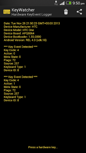 KeyEvent Keyboard Debugger