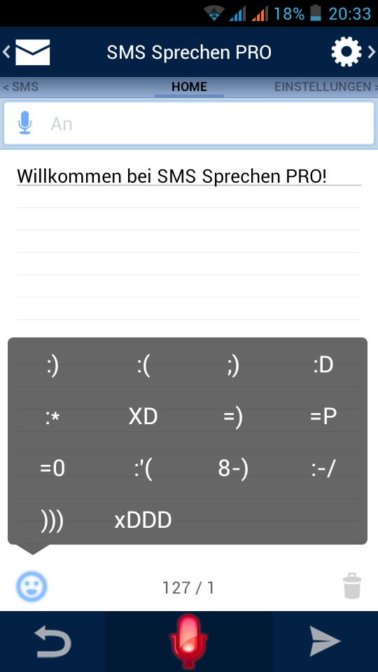 Android application Write SMS by voice screenshort