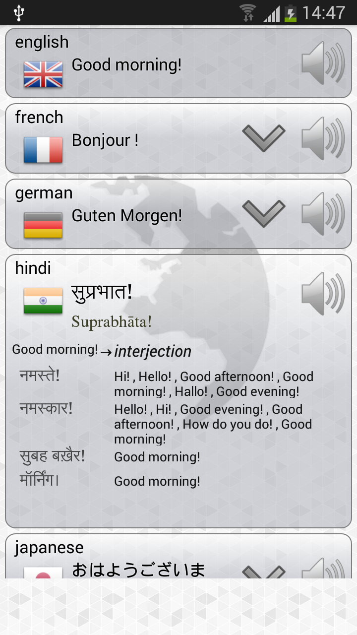 Android application Q Multi Language Translator screenshort