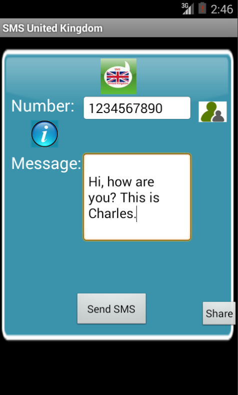 Android application Free SMS United Kingdom screenshort