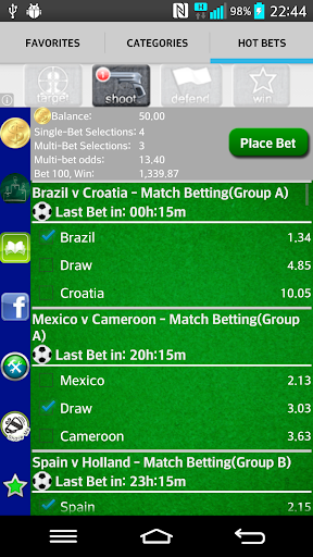 WorldCup Bets 2014