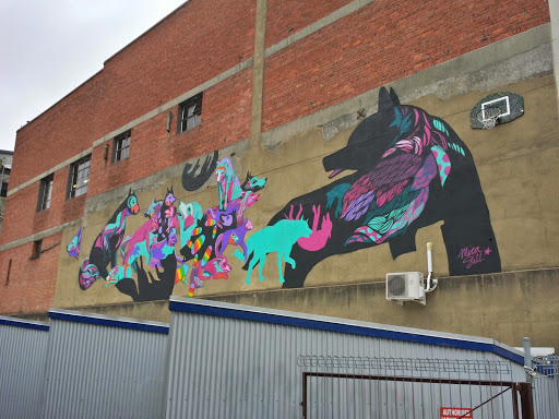 Coloured Wolf Pack Mural