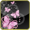 pink butterflies glitter lwp mobile app icon