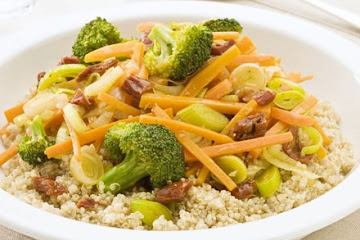 Quinoa with stir-fried winter veg