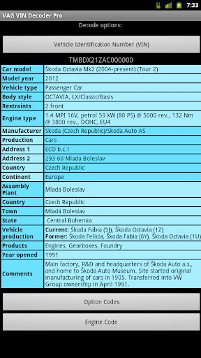 VAG VIN Decoder Pro