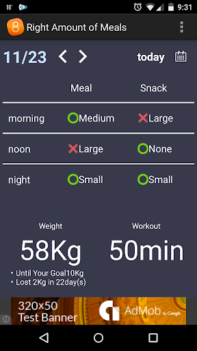 80 Full Diet -Meal size diary