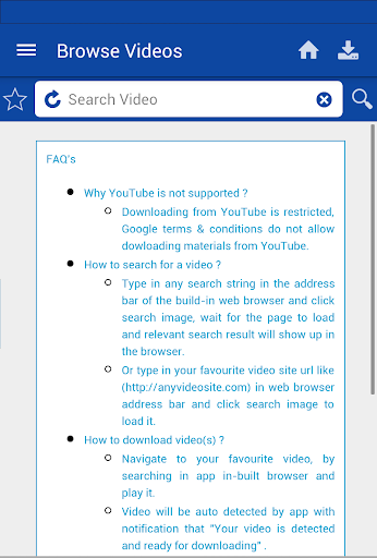 Video downloader for Android