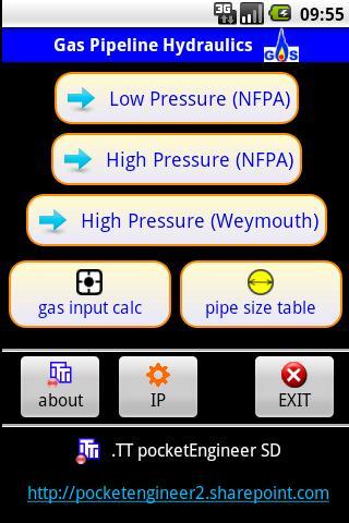 Gas pipe sizer - a PocketGas