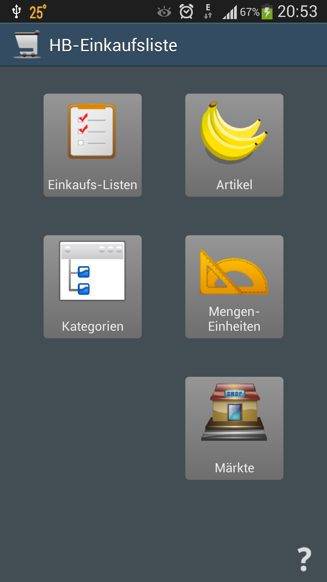 Android application HB-Einkaufsliste KEY screenshort