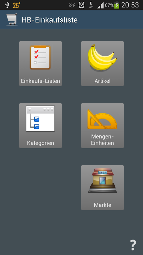 Android application HB-Einkaufsliste KEY screenshort