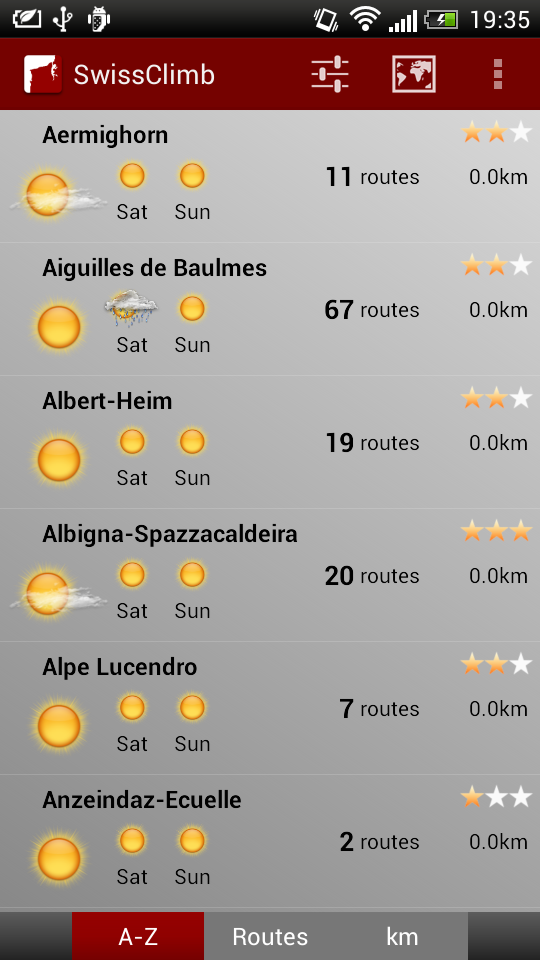Android application SwissClimb screenshort