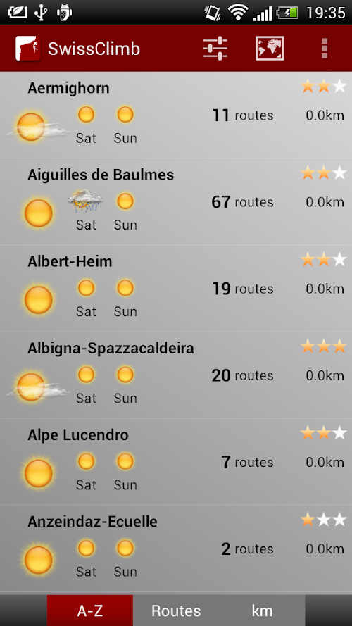 Android application SwissClimb screenshort