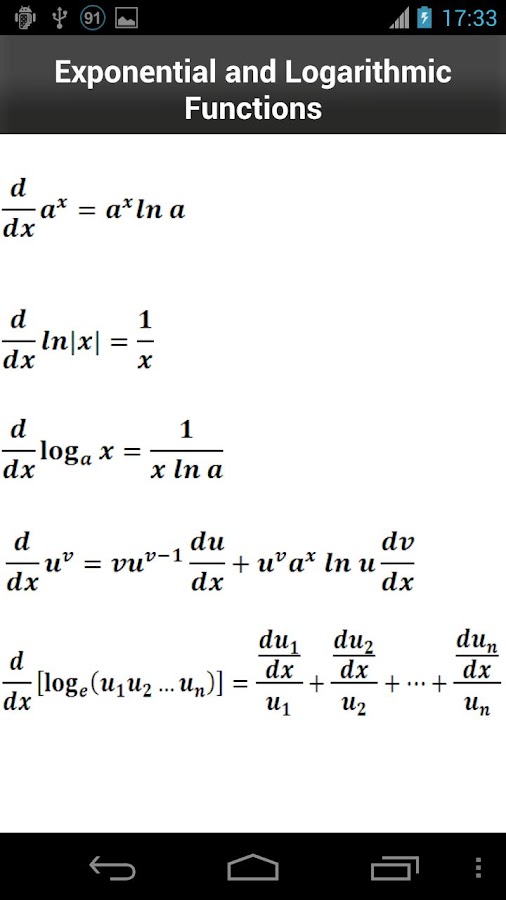 Calculus Formulas - Android Apps on Google Play