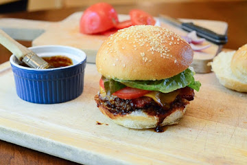 Stout and Sriracha Barbecue Bacon Burgers