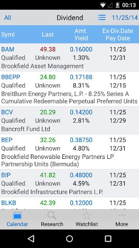 Dividend Calendar