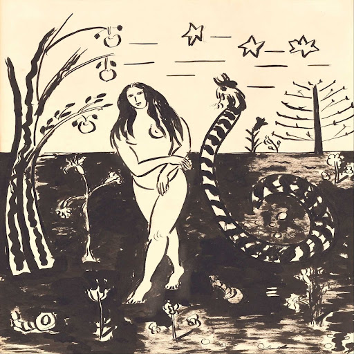 Naked woman with serpent