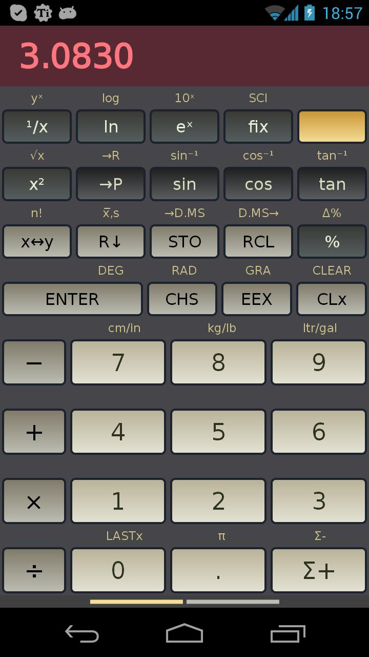 Android application HP-45 scientific calculator screenshort