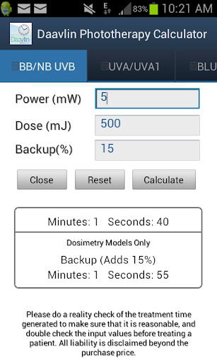 Phototherapy Calculator