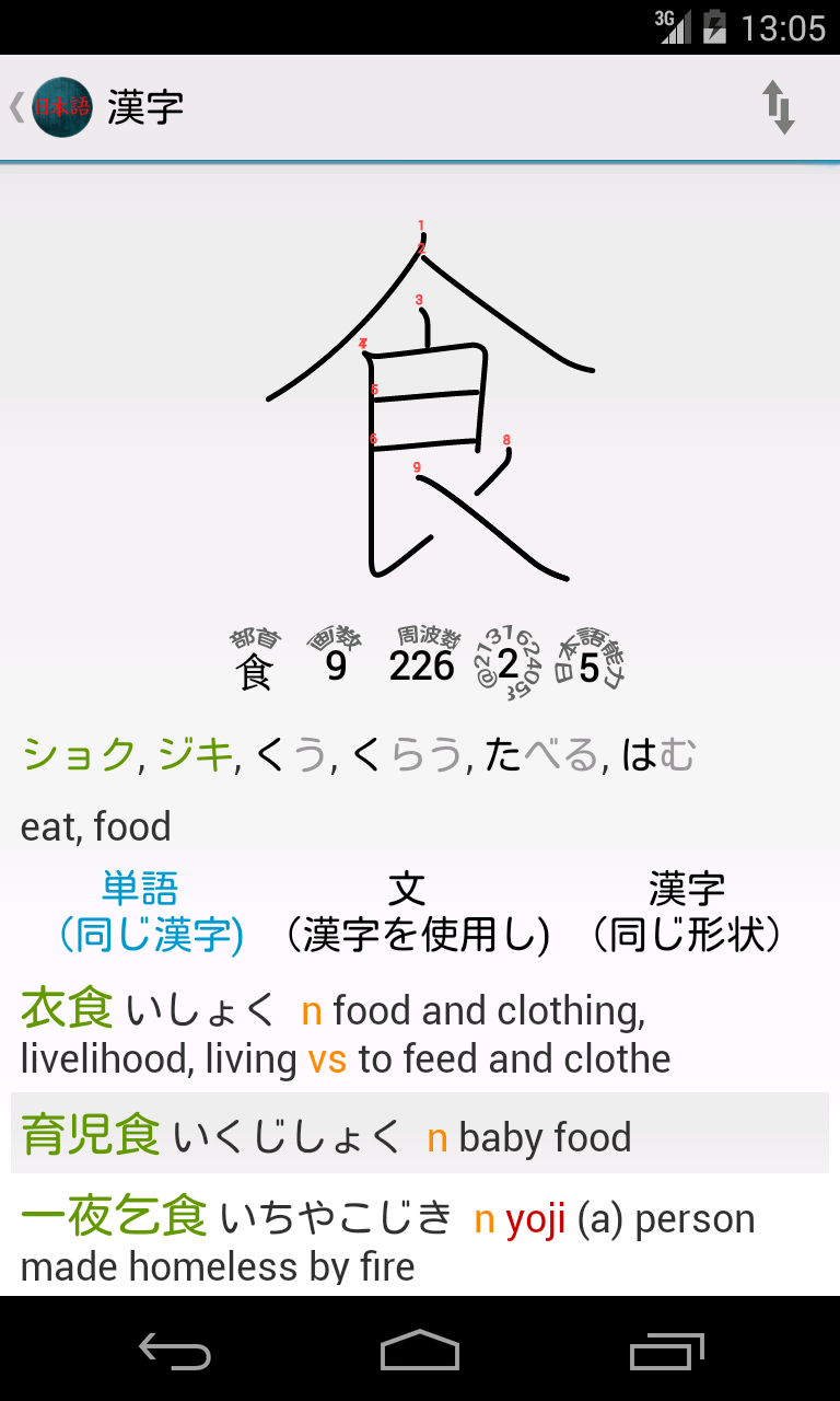 Android application Japanese Dictionary ★ screenshort
