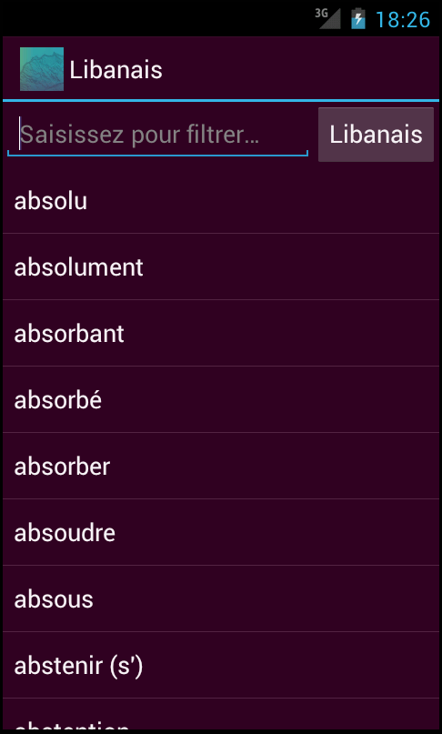 Android application Libanais screenshort