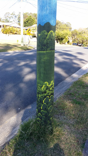 A Pole Covered In Images Of Its Past