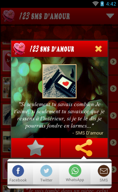 123 SMS damour Screen 1