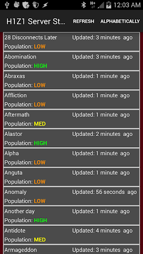 H1Z1 Server Status