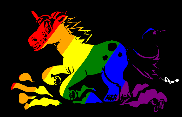 Not Pink Not fluffy Unicorn being a rainbow