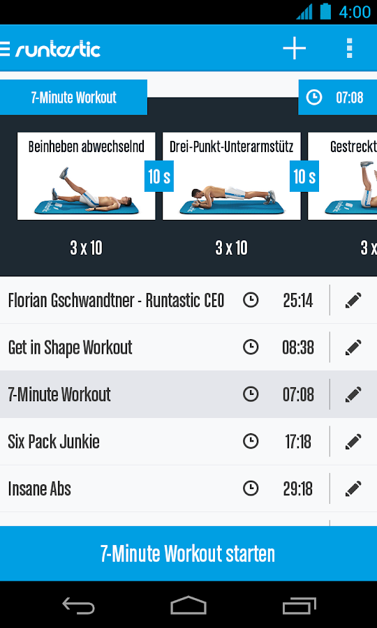 Runtastic Six Pack Workout – Screenshot