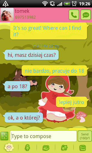 GO SMS Red Riding Hood Theme