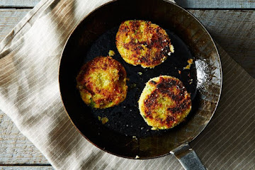 Mashed Potato Cakes with Broccoli and Cheese