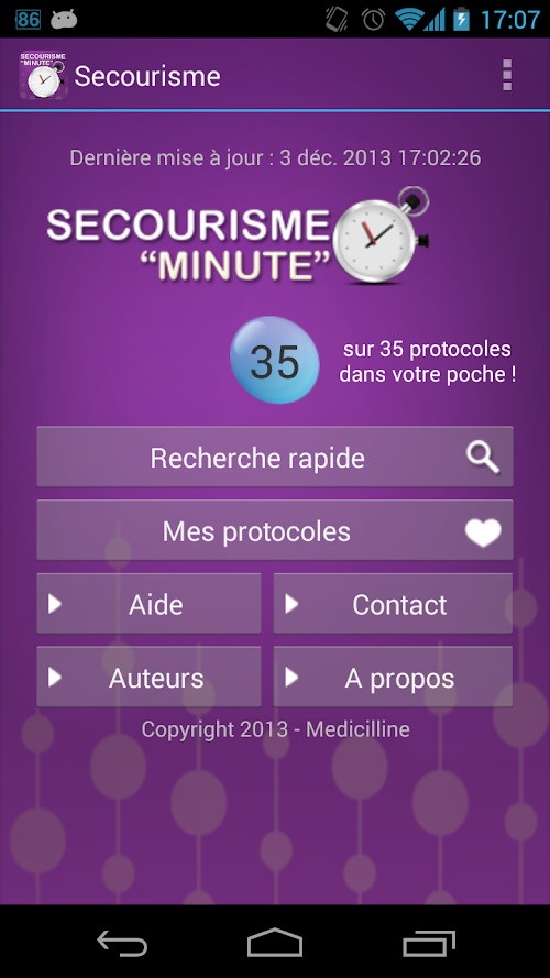 Android application Secourisme Minute screenshort