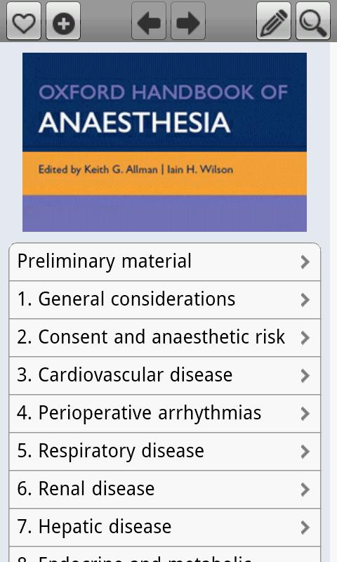Android application Oxford Handbook of Anaesthesia screenshort
